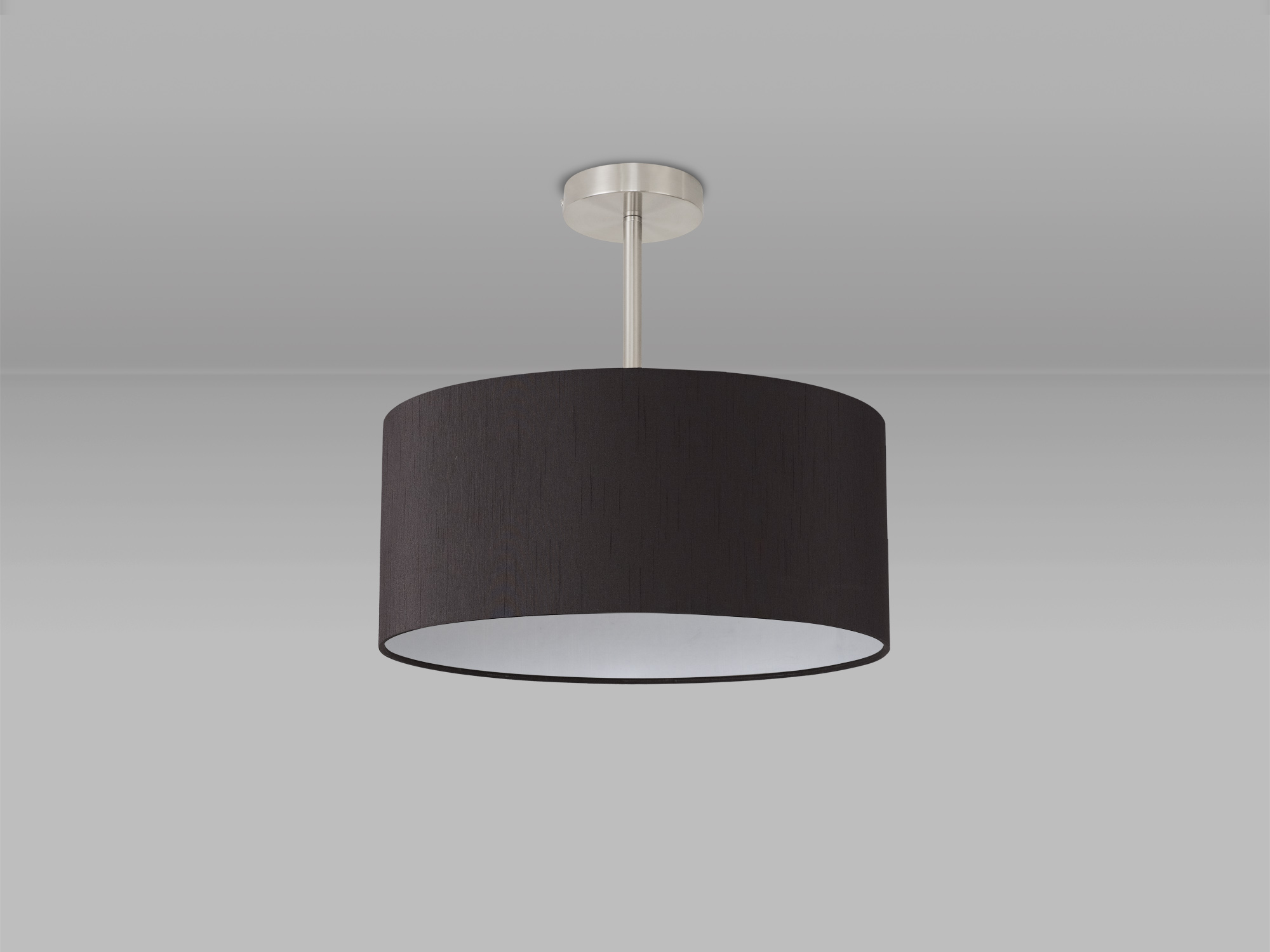 Baymont 40cm Semi Flush 1 Light Satin Nickel, Black DK0253  Deco Baymont